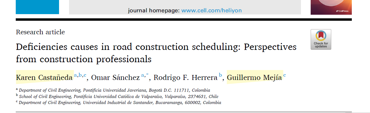 Publicación de artículo científico en revista "Heliyon"